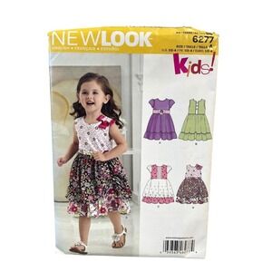 NEWLOOK 6277 Toddler Dress US 1/2-4 Girls Ruffle Belt Sundress Kids Play Party